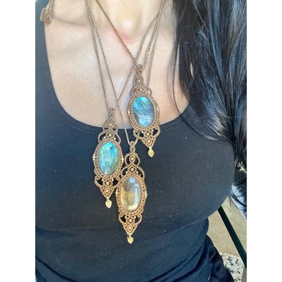 CHOOSE FROM 3! Super FLash Labradorite Hemp Necklace - Picture 9 of 10